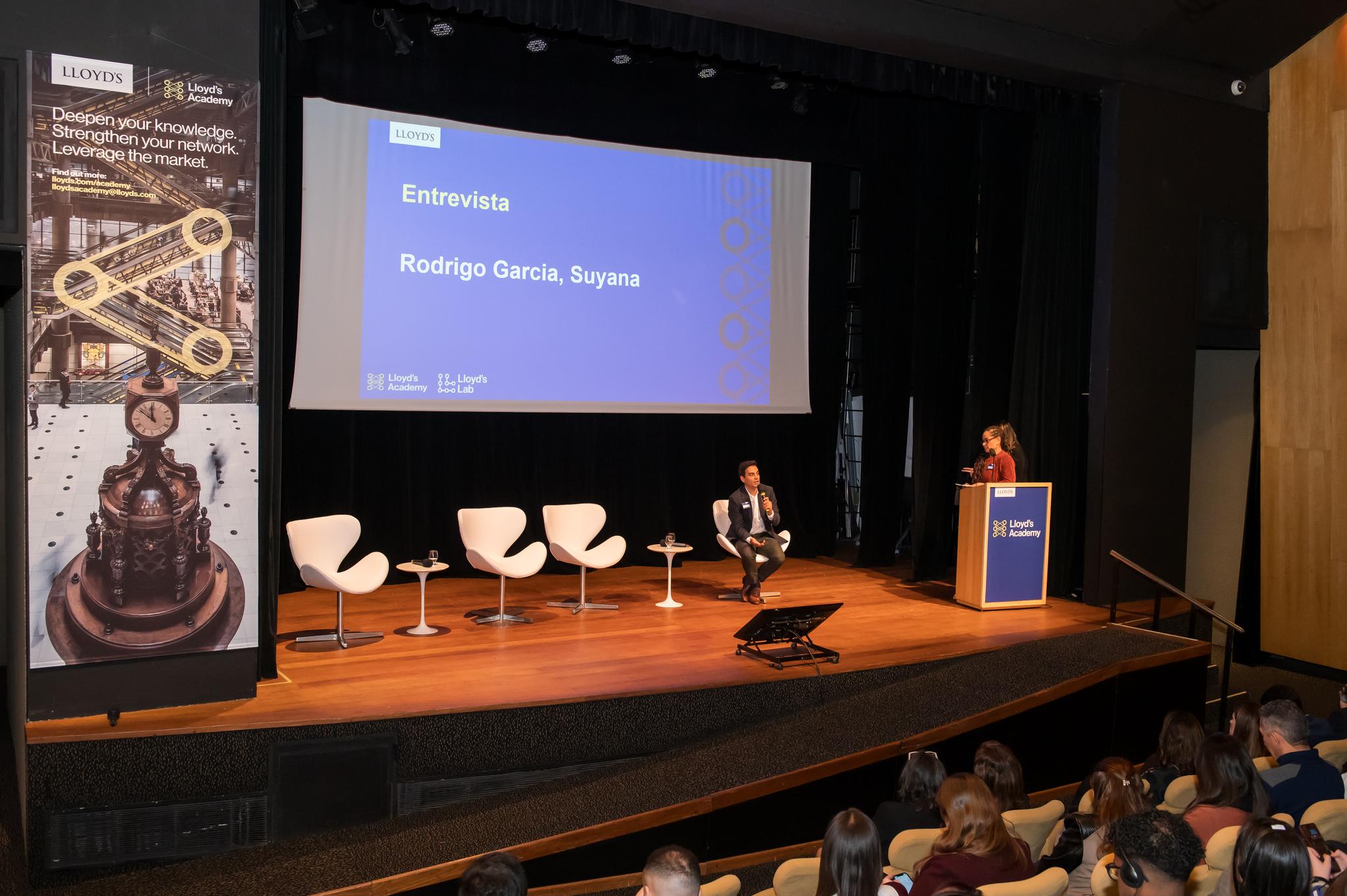 Suyana presents at the Lloyd's Bootcamp in Sao Paulo, Brazil
