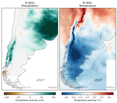 How October to December has differed from an average year in El Niño years since 1981